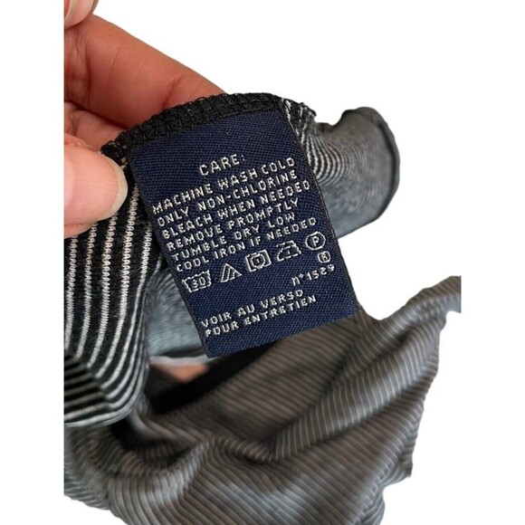 Ralph Lauren Sport Women's Striped Long Sleeve Shirt V-Neck Size Medium Navy - Picture 6 of 10